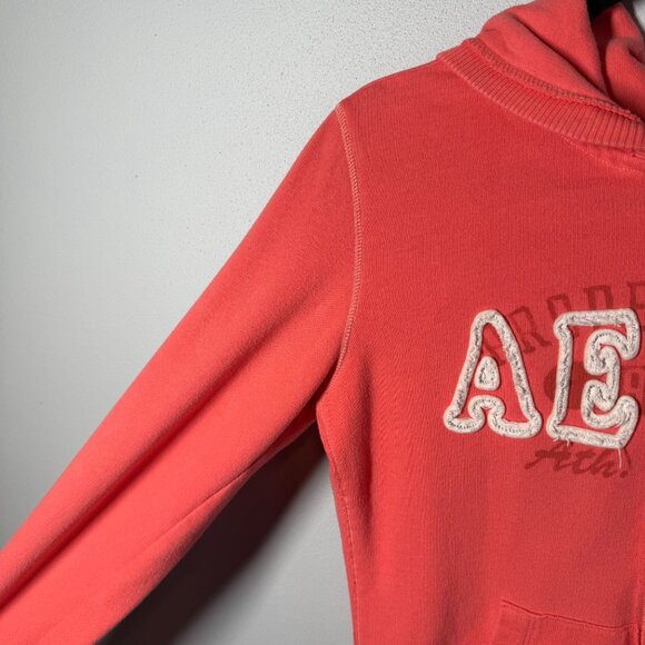 Aeropostale Logo Full Zip Up Hooded Sweatshirt Large Pink Pockets - Picture 8 of 10